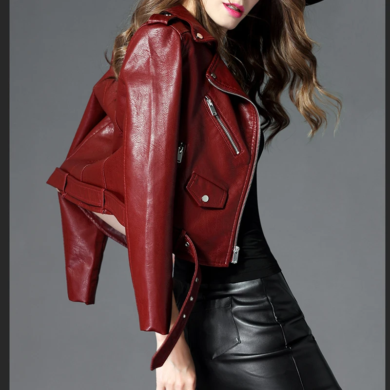 

2020 Autumn And Winter Ladies Short Leather Pu Leather Jacket Short Motorcycle Jacket